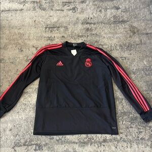 Real Madrid Adidas Black and Red Long Sleeve Jersey